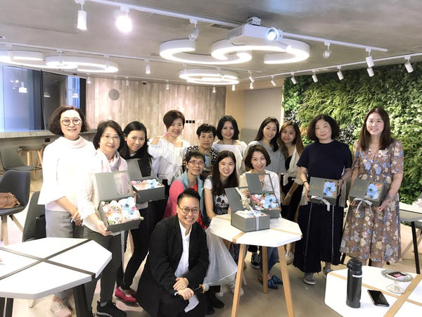 Private Group Floral Workshop, mothers day arrangement, health and skin care company