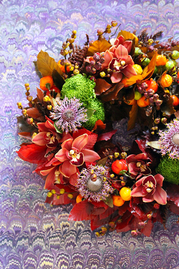 seasonal wreath workshop, flowers and berries colour gradation